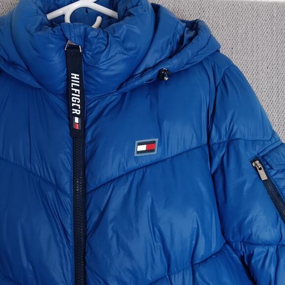 Tommy Hilfiger Puffer Jacket/Coat Womens Small Aspen Blue Hooded Logo Ski Winter - Picture 3 of 16